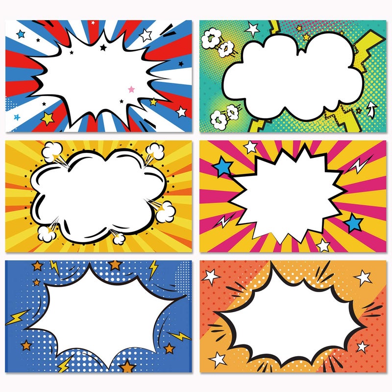 Mr.Mug 200 Superhero Name Tags Labels Perforation Line Design for School Office Home Stickers, Birthday Party Supplies School, for Students or Teachers Supply, 6 Designs. - Image 1